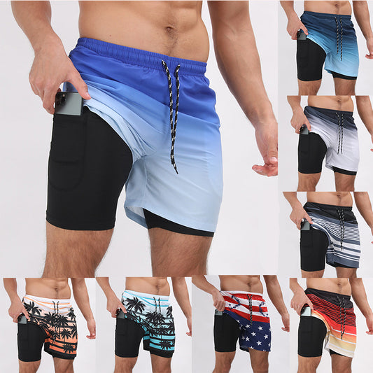 Double-layer Swimming Trunks Beach Pants Men's Loose Sweatpants Quick Dry
