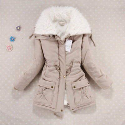 Candy-colored waist-strap cotton coat
