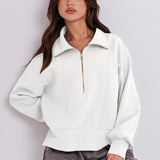Half Zipper Pullover Long Sleeve Sweater