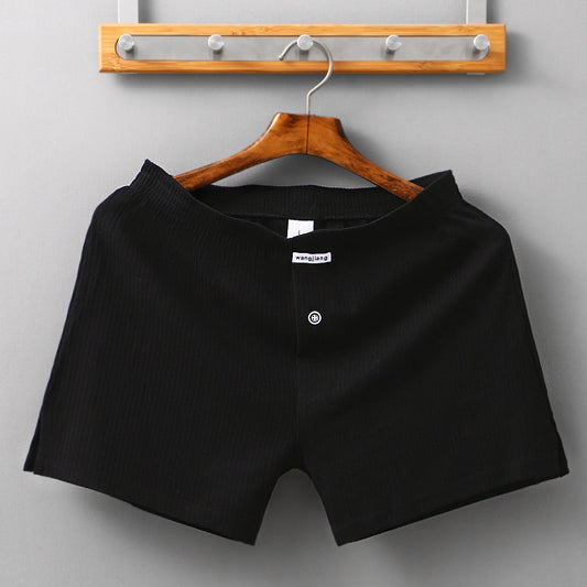 Men's Home Cotton Breathable Comfortable Sports Shorts Solid Color Vertical Pattern Large Size Men's Underwear