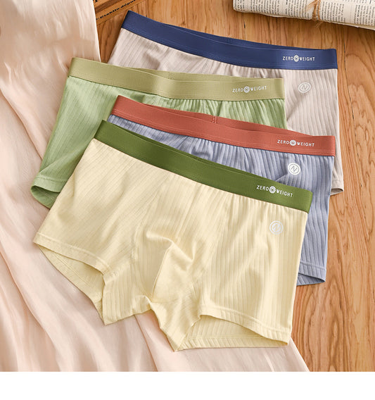 Striped Purified Cotton Men's Underwear Mid-waist Contrast Color