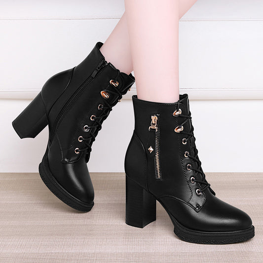 Women's Shoes British Style Autumn And Winter Single Boots High Heels Women