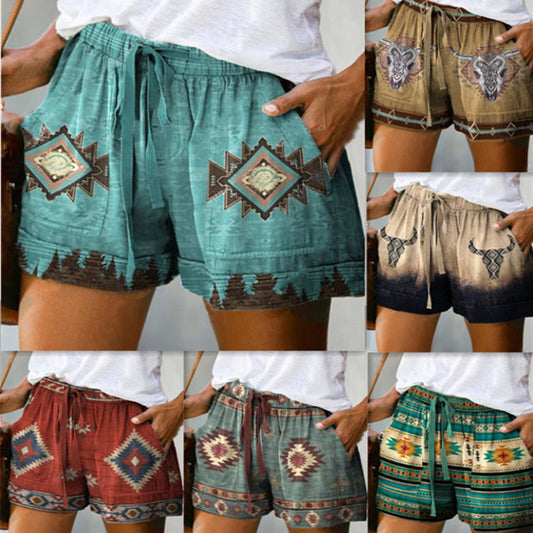 Women's Summer Lace-up Loose Shorts 3D Printing
