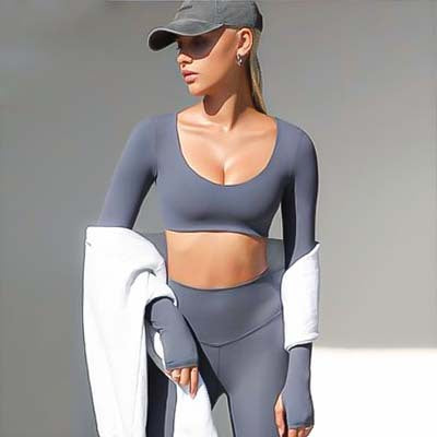 Autumn And Winter New Nude Feel Yoga Clothes Long Sleeve Women