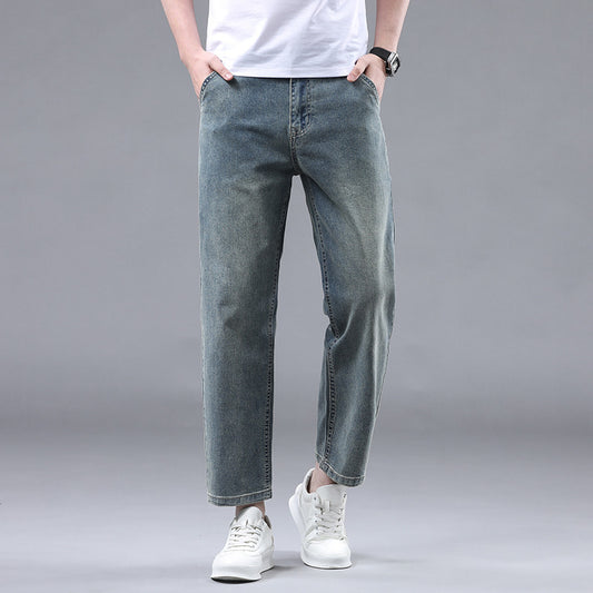 Men's Slim Fit Cropped Casual Light-colored Jeans