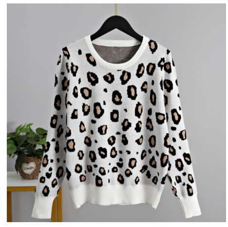 New Leopard Print Women's O-neck Sweater For Autumn And Winter